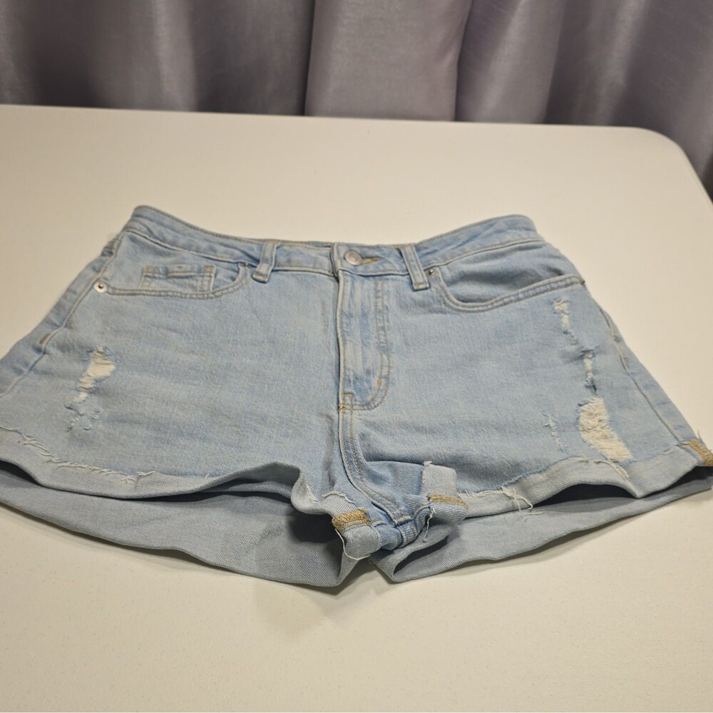 Wild Fable Super High-Rise Rolled Cuff Denim Shorts Light Wash Blue 4/R